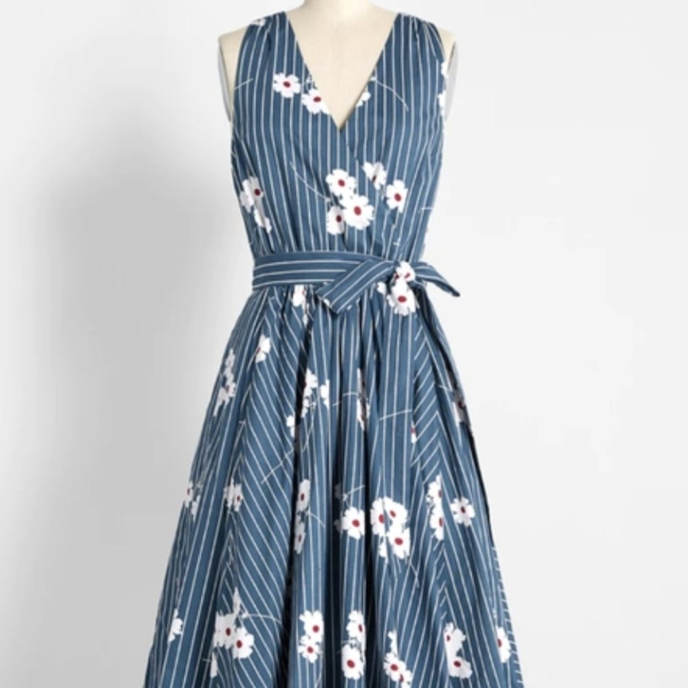*LAST CHANCE* ModCloth faux-wrap floral stripe dress